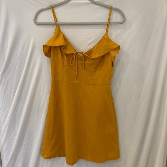 All In Favor women’s dress size xsmall NWT ruffle tie linen mini dress - Picture 1 of 5